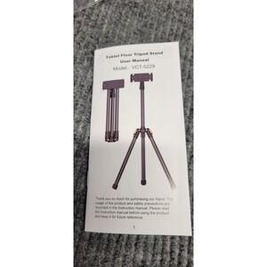 Tablet Floor Tripod Stand VCT-5229 Adjustable Mount with Carrying Bag Black